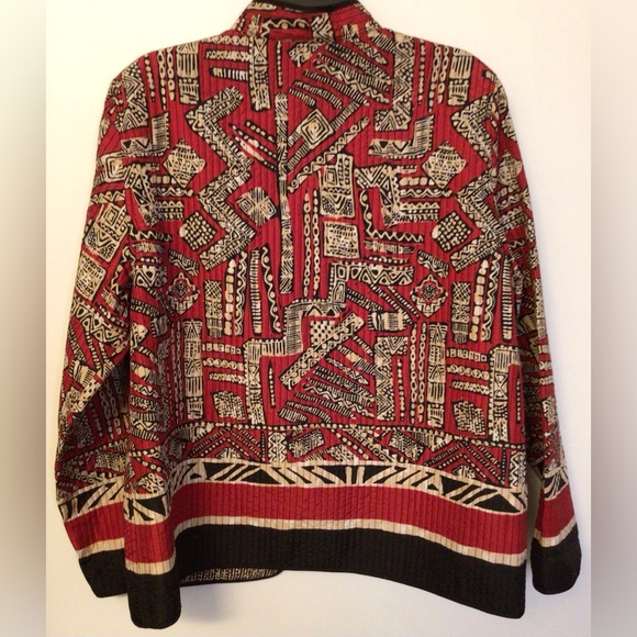 Alfred Dunner red tan black no button blazer jacket size 14 - Picture 7 of 7